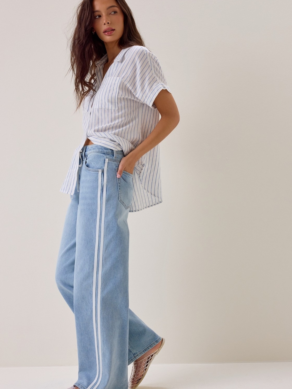 Skylar Side Stripe Jeans in Light Wash